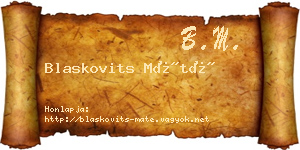 Blaskovits Máté névjegykártya